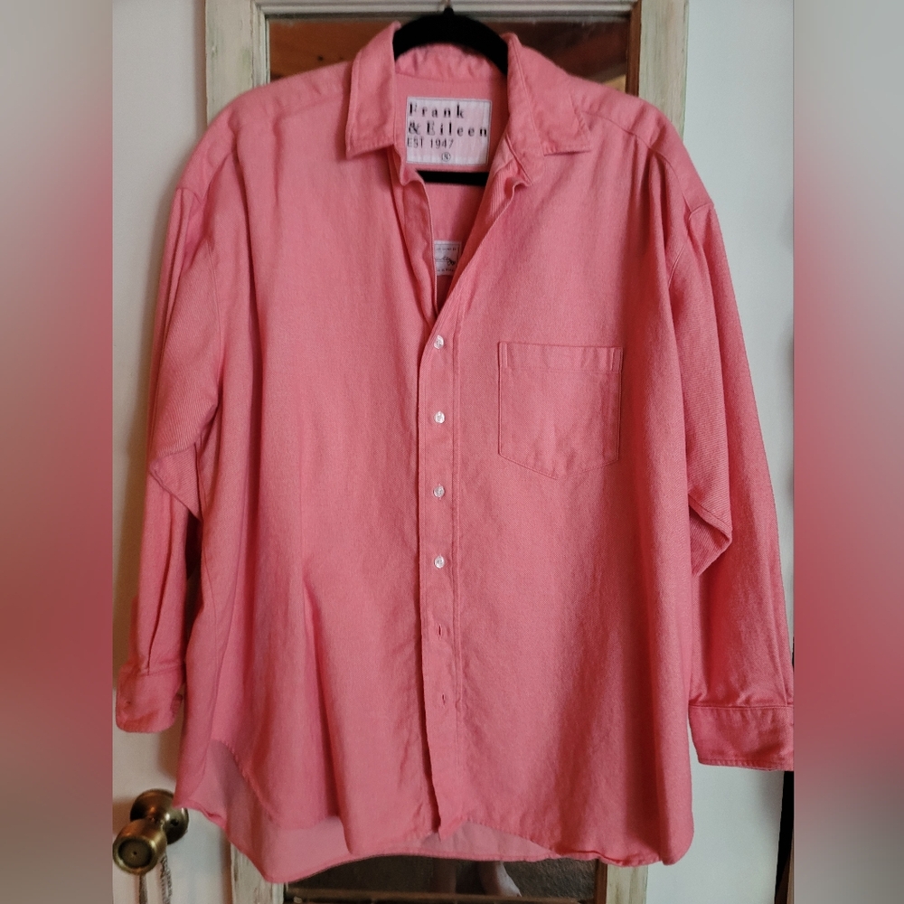 Frank And Eileen SHIRLEY Pink Flannel Twill Button Front